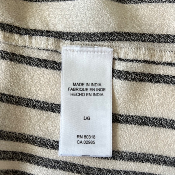 Lucky Brand women’s boho blouse tunic mandarin collar cream stripe size L - Picture 13 of 14